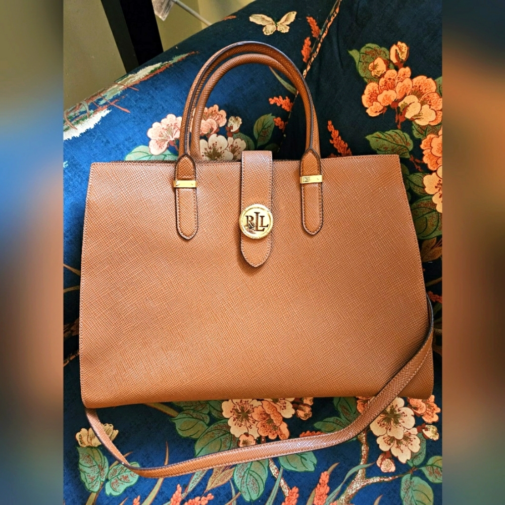 Ralph Lauren Charlston Tote Brown w/ Gold Hardware NEW